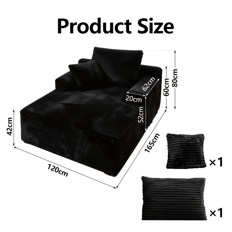 Single chaise dimensions — 165 × 120 cm with pillows included