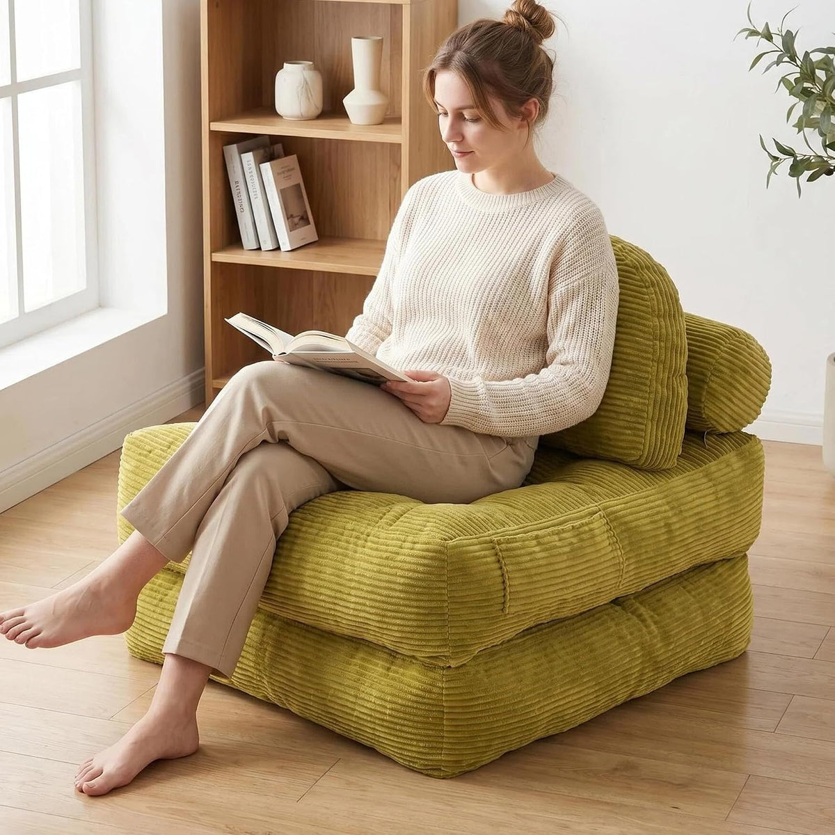 Reading on the sofa bed