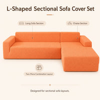 L-shaped sectional cover set — long sofa section and chaise section