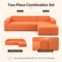 Two-piece combination set — sofa cover plus chaise cover